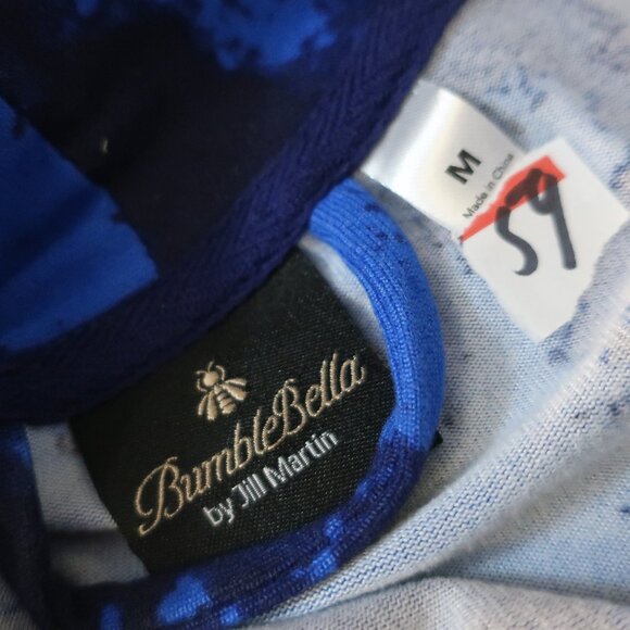 Womens Bumble Bella by Jill Martin Blue Navy Watercolor Print Jersey Spa Robe M - Picture 10 of 10